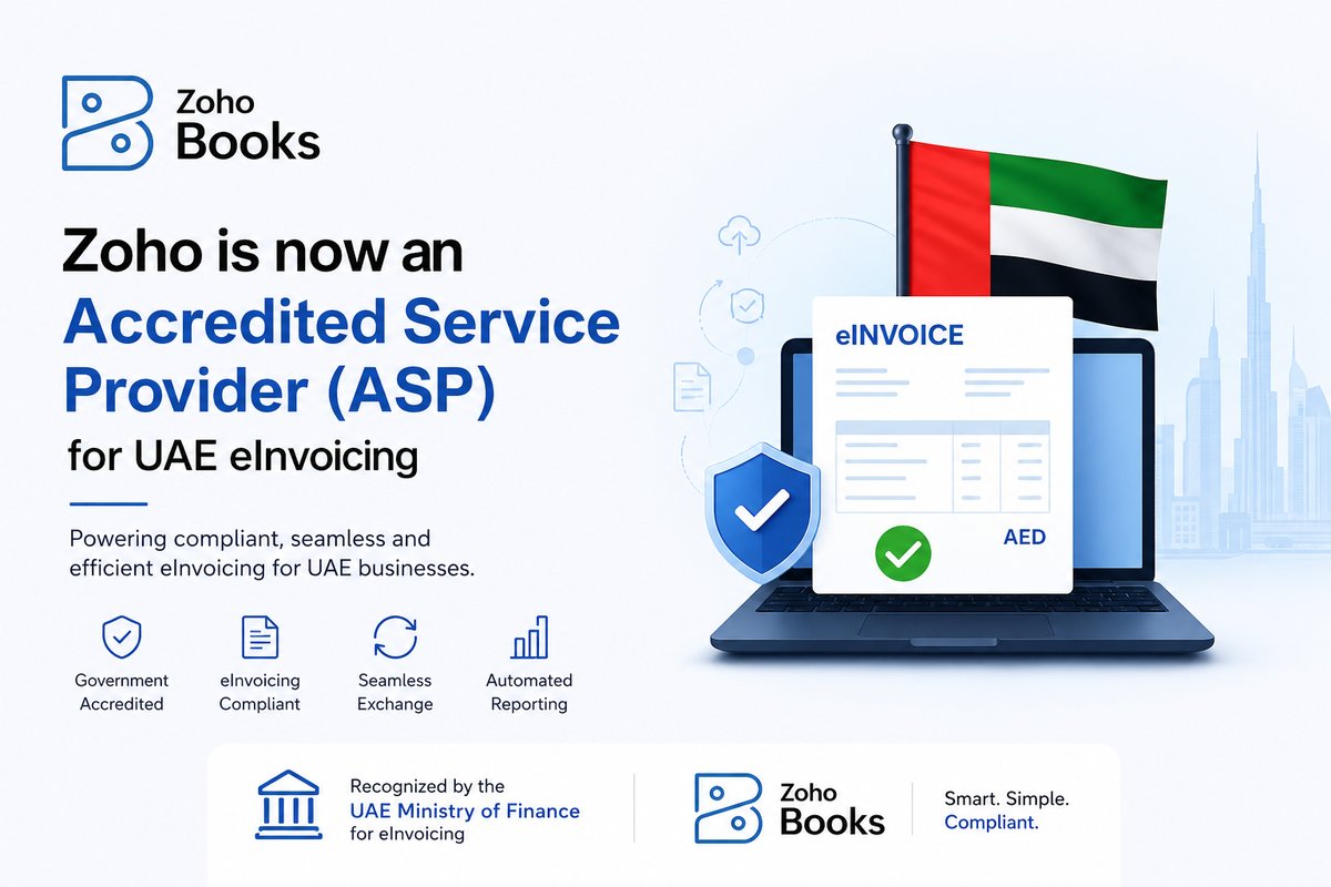 Zoho is now a UAE Accredited Service Provider (ASP) for eInvoicing